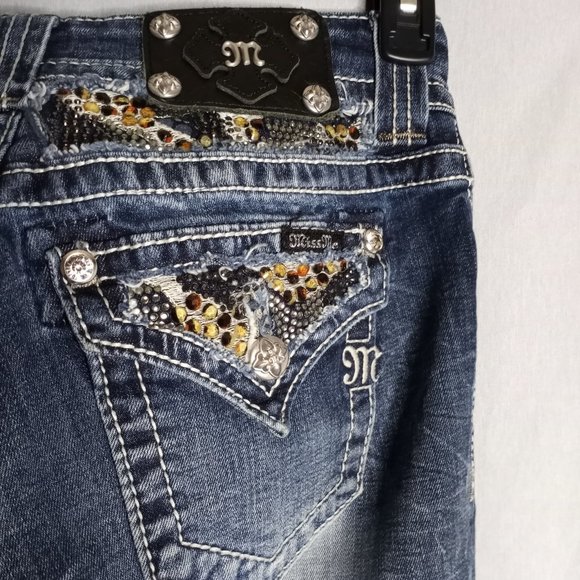 Miss Me Women's Bootcut Embellished Pockets Medium Wash Denim Jeans Size 26 - Picture 8 of 13